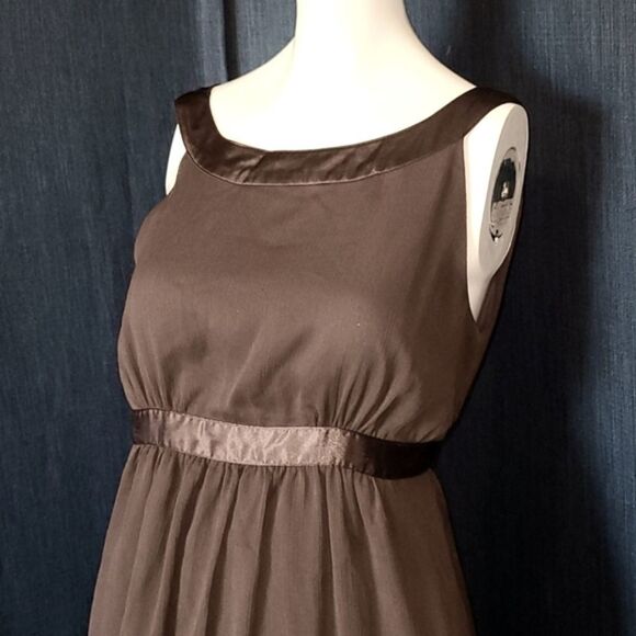 Motherhood Maternity BROWN Crepe Midi Dress Size Small Sleeveless Dressy Party - Picture 3 of 10